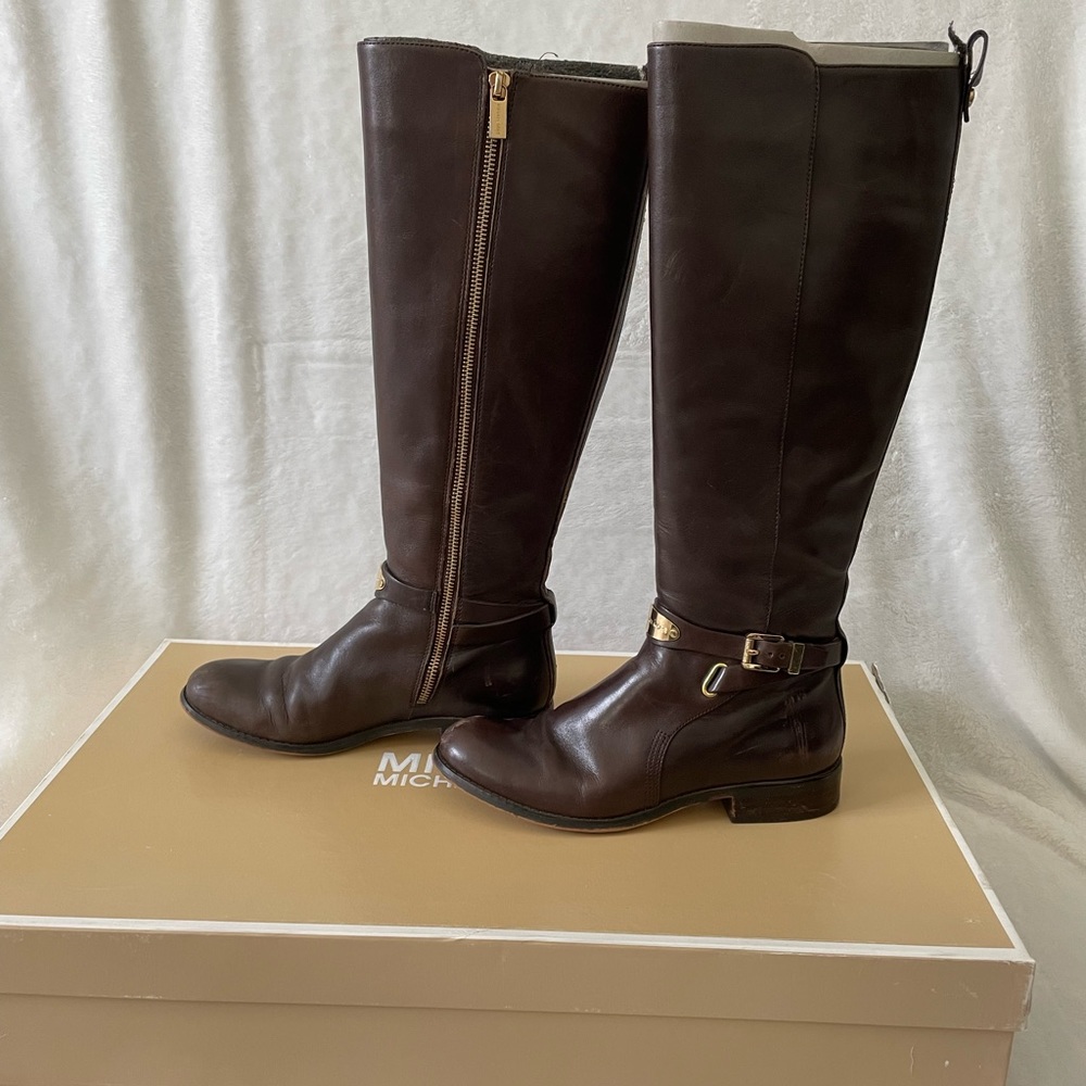 Michael Kors Arley riding boots brown leather